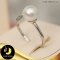 แหวนหัวมุก หางโลมา มุก Edison สีขาว ตัวเรือน เงินแท้ ชุบทองคำขาว/ R801