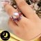 แหวนมุกดอกเดซี่ มุกน้ำจืด สีม่วง ทรงบาร็อค ขนาด 12- 13 mm เกรด AAA ตัวเรือน เงินแท้ชุบ Pink Gold  ล้อมพลอยแท้ Amethyst, White Topaz และ Garnet 2.5 ct / R739