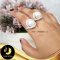 แหวนมุกออโรร่า มุกน้ำจืดคัดเกรด สีขาว ทรงซาลาเปา ขนาด 12 mm เกรด AA ตัวเรือน เงินแท้ 92.5 ชุบทองคำขาว ประดับเพชร CZ / R854 / 31.1.64