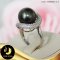 แหวนมุกออโรร่า มุกตาฮิติคัดเกรด สีดำ ทรงกลม ขนาด 12-13 mm เกรด AA ตัวเรือน เงินแท้ 92.5 ชุบทองคำขาว ประดับเพชร CZ / R855 / 31.1.64