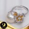 แหวนดอกอูนิโกะมุก Edison เม็ดเดี่ยว สีขาว ขนาด 11.5-12 mm เกรด AA+ ตัวเรือนเงินแท้ 92.5 ชุบ two tone ทอง-ทองคำขาว ประดับเพชร / SN0250YR706