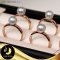 แหวนมุกเม็ดเดี่ยว มุก Akoya คัดเกรด สีเทา (คละโทนและประกาย) ทรงกลม ขนาด 8-8.5 mm เกรด AA+ ตัวเรือนเงินแท้ 92.5 ชุบ Pink Gold / R769