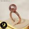 แหวนมุกเม็ดเดี่ยว มุก Edison สีม่วงโอลด์โรส (คละโทนและประกาย) ทรงกลม ขนาด 11 mm เกรด AA+ ตัวเรือนเงินแท้ 92.5 ชุบ Pink Gold / R833