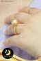 แหวนมุก South Sea เม็ดเดี่ยว มุกสีทอง Deep Gold ทรงSemi-round ขนาด 10 mm เกรด AAA ตัวเรือนเงินแท้ 92.5 ชุบทอง  / SN0640ZYR699
