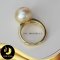 แหวนมุกจัมโบ้เม็ดเดี่ยว มุก South Sea คัดเกรด สีทอง Light Gold (คละโทนและประกาย) ทรง Semi-round ขนาด 14 mm เกรด AA ตัวเรือนเงินแท้ 92.5 ชุบทอง / R841 / 3.2.64