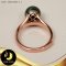 แหวนมุก ตาฮิติ  มุกเม็ดเดี่ยว ฐานล้อมหัวใจ มุกตาฮิติ สีดำ ทรงกลมออกไข่ ขนาด 9 mm เกรด AA ตัวเรือนเงินแท้ 92.5 ชุบ Pink Gold / R779