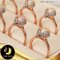 แหวนแมลงเต่าทอง มุกสีพีช ขนาด 7.5-8 mm เกรด AAA ตัวเรือนเงินแท้ ชุบ Pink Gold ประดับพลอยแท้ White Topaz / R804