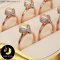 แหวนแมลงเต่าทอง มุกสีพีช ขนาด 7.5-8 mm เกรด AAA ตัวเรือนเงินแท้ ชุบ Pink Gold ประดับพลอยแท้ White Topaz / R804