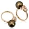 แหวนไข่มุก Tahitian Pearl ทองแท้ บ่าแหวนพวงองุ่นเพชรแท้