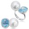 (GIA) 14.20 mm  South Sea Pearl Diamond and Blue Sapphire Open Ring