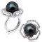 Approx. 12.0 mm, Tahitian Pearl, White Topaz Rose Ring