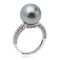 Approx. 2.0 mm, Tahitian Pearl, Pave White Topaz Shoulder Ring