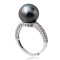 Approx. 12.0 mm, Tahitian Pearl, Pave White Topaz Shoulder Ring