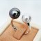 8.35 and 9.94 mm, White South Sea Pearl and Tahitian Pearl, Twin Pearls Open Ring