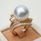 14.40 mm, White South Sea Pearl, Solitaire Pearl Diamond Ring