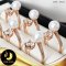 แหวน Open Ring หัวมุกและพลอยแท้ White Topaz ทรง Brillian cut บ่าแหวนประดับพลอยแท้ รวม 2 ct มุก South Sea น้ำเค็มคัดเกรด สีขาว ทรงกลม ขนาด 9.5 mm เกรด AA ตัวเรือนเงินแท้ 92.5 ชุบ Rose Gold ประดับพลอยแท้ White Topaz 2 ct. / วก011 / 10.3.64