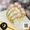 แหวน Open Ring  ไข่ปลาไข่มุก 8 เม็ด ไข่มุกน้ำจืดคัดเกรด สีพีช ทรงกลม ขนาด 4.5-5 mm เกรด AAA ตัวเรือนแหวน Open Ring  ไข่ปลา เงินแท้ 92.5 ชุบทอง / 6.6.64