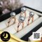 แหวนไข่มุกเม็ดเดี่ยว ฐานเปลประดับพลอยแท้ White Topaz ไข่มุกตาฮิติ น้ำเค็มคัดเกรด สีเทา ทรงเกือบกลม ขนาด 9 mm เกรด AA+ ตัวเรือนแหวนเรียบ ฐานรองไข่มุกทรงเปล เงินแท้ 92.5 ชุบ Pink Gold ประดับพลอยแท้ White Topaz 0.2 ct. / 16.6.64