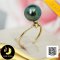 แหวน Open Ring หัวไข่มุกและดาวดวงน้อย ไข่มุกตาฮิติน้ำเค็มคัดเกรด สีดำ Super Green ทรงเกือบกลม-กลม ขนาด 9 mm เกรด AA+ ตัวเรือนแหวนแบบ Open Ring ทองแท้ 18K / 21.7.64