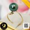 แหวน Open Ring หัวไข่มุกและดาวดวงน้อย ไข่มุกตาฮิติน้ำเค็มคัดเกรด สีดำ Super Green ทรงเกือบกลม-กลม ขนาด 9 mm เกรด AA+ ตัวเรือนแหวนแบบ Open Ring ทองแท้ 18K / 21.7.64