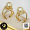 แหวน Signet Ring สองสายประดับเพชร ไข่มุกเม็ดเดี่ยว ไข่มุก South Sea  น้ำเค็มคัดเกรด สีทอง ทรงเกือบกลม ขนาด 12 mm เกรด AA+ ตัวเรือนแหวนแบบ Signet Ring เงินแท้ 92.5 ชุบทอง ประดับเพชร CZ / 21.7.64