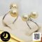 แหวน Open ring หัวไขว้ไข่มุกทวิน ไข่มุก South Sea น้ำเค็มคัดเกรด สีทอง ทรงหยดน้ำ-บารอก ขนาด 8 mm เกรด AA+ ตัวเรือนแหวน Open Ring กรวยเล็ก หัวไขว้ เงินแท้ 92.5 ชุบทองคำขาว / 11.8.64