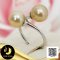 แหวน Open ring หัวไขว้ไข่มุกทวิน ไข่มุก South Sea น้ำเค็มคัดเกรด สีทอง ทรงหยดน้ำ-บารอก ขนาด 8 mm เกรด AA+ ตัวเรือนแหวน Open Ring กรวยเล็ก หัวไขว้ เงินแท้ 92.5 ชุบทองคำขาว / 11.8.64