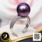 แหวนไข่มุกหัวชู บ่าข้างทรงเหลี่ยมประดับพลอย 3 ด้าน ไข่มุก Edison สายพันธุ์น้ำจืดคัดเกรด สีม่วง (Purple Neptune Lot) ทรงกลม ขนาดจัมโบ้ 12.0 mm. เกรด AAA ตัวเรือนแหวน เงินแท้ 925 ชุบสีทองคำขาว ประดับพลอยแท้ White Topaz / 22.12.64