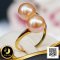 แหวน Open ring หัวไขว้ไข่มุกทวิน ไข่มุก Edison สายพันธุ์น้ำจืดคัดเกรดพิเศษ สีพีช (Two Tone) ทรงเกือบกลม-กลม ขนาด 9.5-10.0 mm เกรด AA+ ตัวเรือนแหวน วัสดุเงินแท้ 925 ชุบสีทอง ตัวเรือนแหวนขนาด 55 / 9.2.65