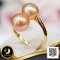 แหวน Open ring หัวไขว้ไข่มุกทวิน ไข่มุก Edison สายพันธุ์น้ำจืดคัดเกรดพิเศษ สีพีช (Two Tone) ทรงเกือบกลม-กลม ขนาด 9.5-10.0 mm เกรด AA+ ตัวเรือนแหวน วัสดุเงินแท้ 925 ชุบสีทอง ตัวเรือนแหวนขนาด 55 / 9.2.65