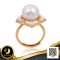 แหวนกุหลาบกลีบเปลือกหอยมุกสังเคราะห์ ประดับเพชร CZ สำหรับไข่มุก Edison สายพันธุ์น้ำจืดคัดเกรด สีขาว เกือบกลม ขนาด 11.0-11.5 mm เกรด AA+ ตัวเรือนแหวน วัสดุเงินแท้ 925 ชุบสีทอง ประดับเพชร CZ และเปลือกหอยมุกสังเคราะห์ / 15.5.65