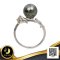 แหวน Open Ring ก้านกุหลาบหัวไข่มุก ไข่มุก Tahitian Pearl  สีดำ / 5.8.65