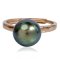 แหวนเกลี้ยงทองแท้ 9K ไข่มุกTahitian Pearl  สีเขียว