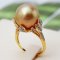 12.0 mm, Gold South Sea Pearl, Solitaire Pearl Maple Leaf Ring