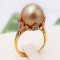 12.0 mm, Gold South Sea Pearl, Solitaire Pearl Maple Leaf Ring