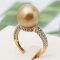 12.0-12.5 mm, Gold South Sea Pearl, Solitaire Pearl Ring