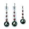 12.34 mm and 12.45 mm and 13.03 mm, Tahitian Pearl, Double Garnet Drop Dangle Pearl, Pearl Set