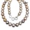 N: 8.4-11.0mm, E: 9.5-9.5 mm, Special Color, Tahitian Pearl, Graduated Pearl Necklace and Fish Hooks Spoon Earrings