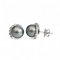11.6 mm and 11.6 mm, Gray Feline Lot, Tahitian Pearl, Half Round Diamond Solitaire Pearl Stud Earrings