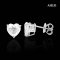 (GRA), Moissanite Heart Cut (4.0ct/D/VVS1/Ex) Three Prongs with Hook Solitaire Moissanite Stud Earrings