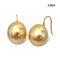 (PSL) Approx. 12.5 mm, Aurora Moon Rainbow, Gold South Sea Pearl, Fish Hooks Spoon Pearl Earrings