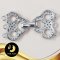 ตัวเรือนตะขอหมีประดับเพชร 3 สาย Silver Plating White Gold [ CZ  ] / H0008