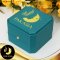 กล่องแหวน Blue Green ปั๊ม PAKASIA ขนาด 7*7*5 ภายในบุผ้า Satinอย่างดีสีขาวครีม / BOX037
