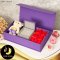กล่องเซ็ตใส่สร้อย จี้ แหวน กรีน Eternal & Love สีม่วง ฝาแม่เหล็ก ขนาด 25x13x6 cm  ภายในบรรจุกล่องเล็ก น้องหมีและกุหลาบแดง / BOX018