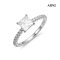 (GRA), Moissanite Princess Cut (1.0ct/D/VVS1/Ex) Four Prongs with Shoulder Moissanite Paved Ring