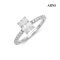 (GRA) S925, Moissanite Radiant Cut (1.0ct/D/VVS1/Ex) Four Prongs with Shoulder Moissanite Paved Ring