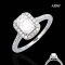 (GRA) 1.0 ct., Moissanite, Emerald Cut, Solitaire Emerald Halo and Shoulder Moissanite Paved Ring