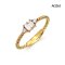 18K Gold, Laboratory Grown Diamond, Double Emerald Cut Diamond with Two Side Stones, Bead Ring
