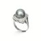 Approx. 11.2 mm, Tahitian Pearl, Solitaire Pearl, CZ Paved Rings
