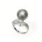 Approx. 11.5 mm, Tahitian Pearl, Solitaire Pearl CZ Flower Ring